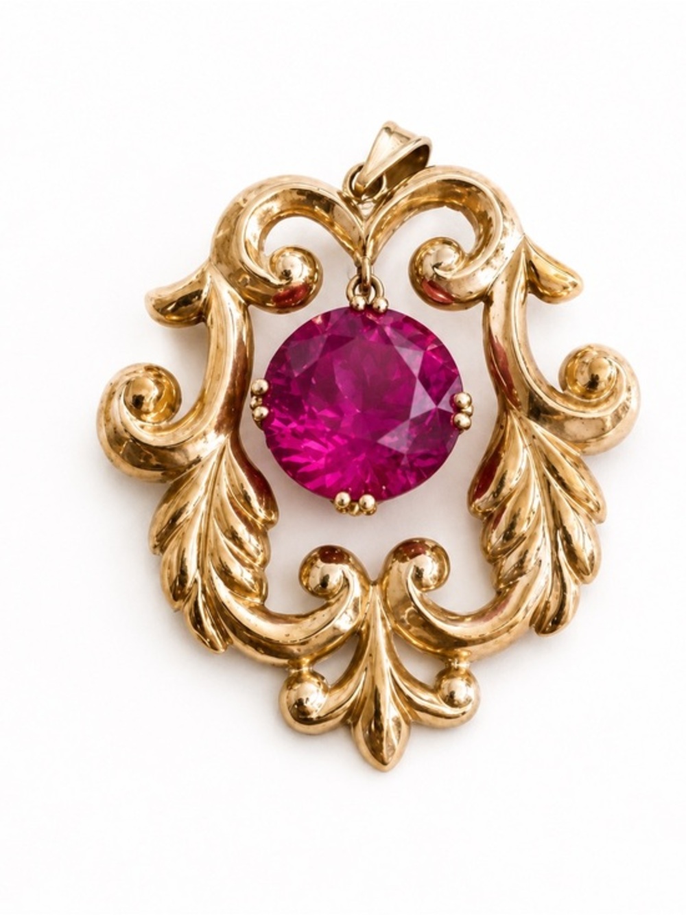 Antique Chinese Gold & Pink Sapphire Pendant